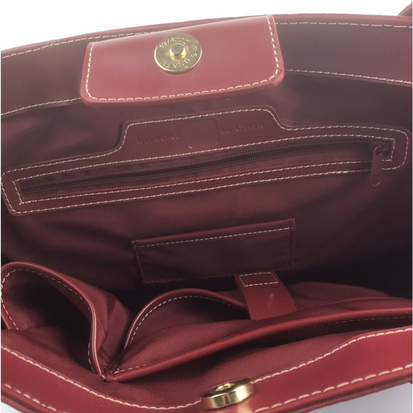 Wilsons Leather Red Structured Tote Attache Bag Handbag Fits Laptop 12" x 15.75” - Picture 15 of 16